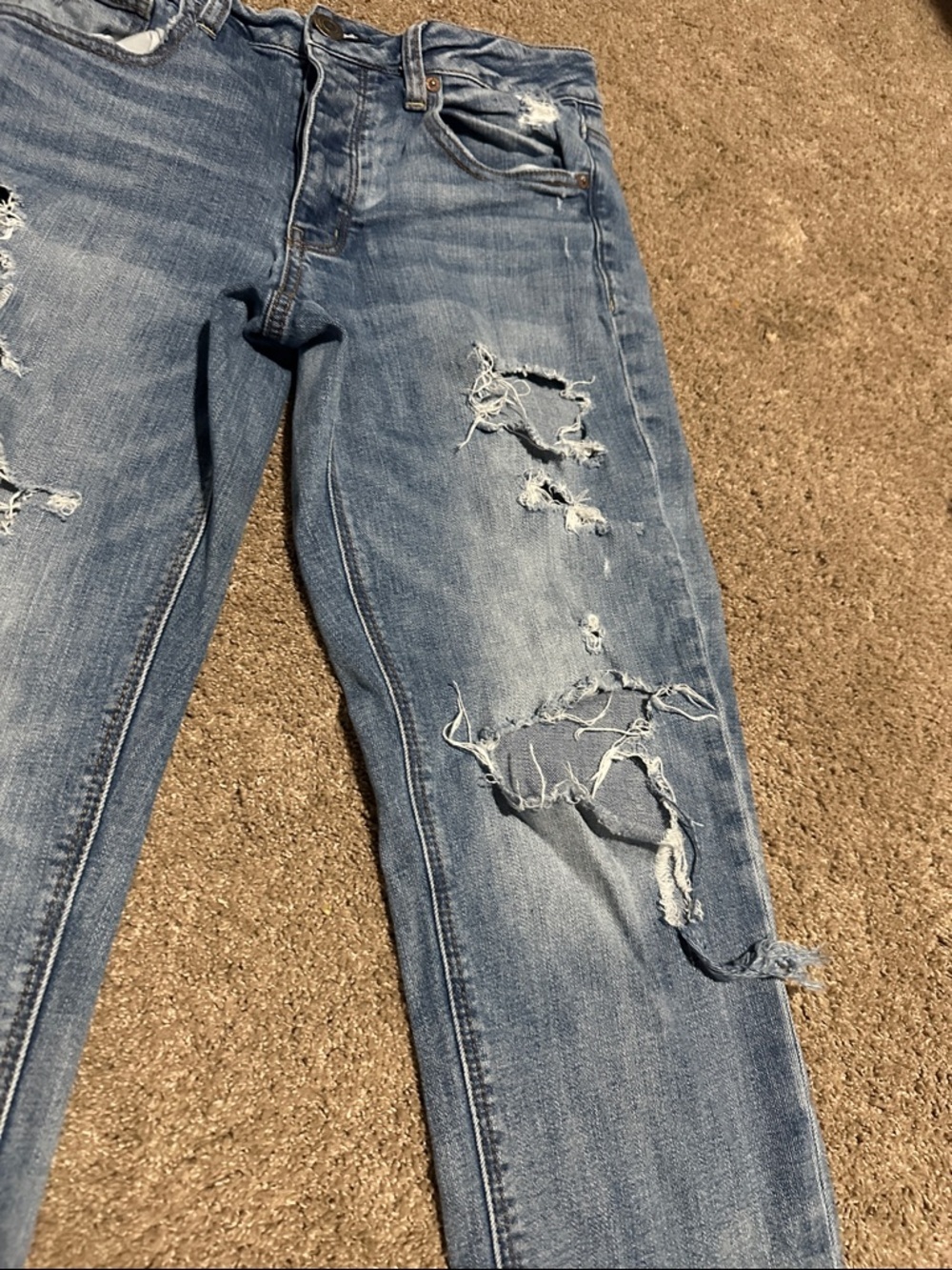 Distressed Blue Ripped Jeans - Picture 3 of 6